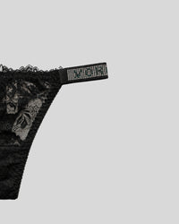 Black Floral Lace Thong Panty