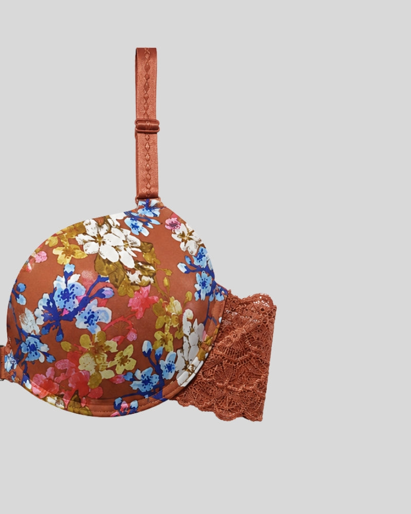 Mocha Floral Lace Push-Up Bra & Panty Set
