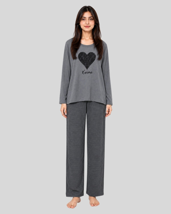 Moonlite Heart Printed PJ Set ( Big Heart )