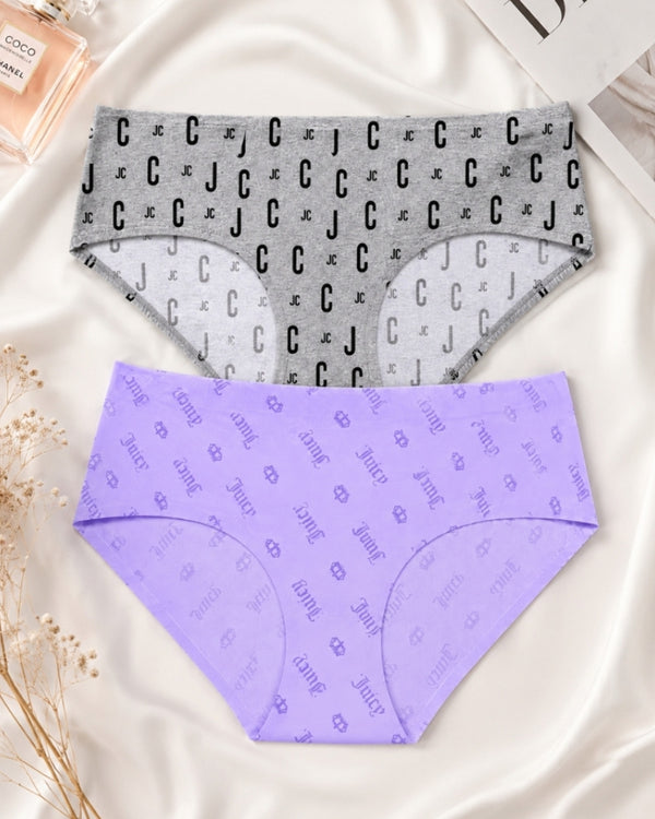 Monogram Comfort Seamless Panty Duo (Grey & Lilac)