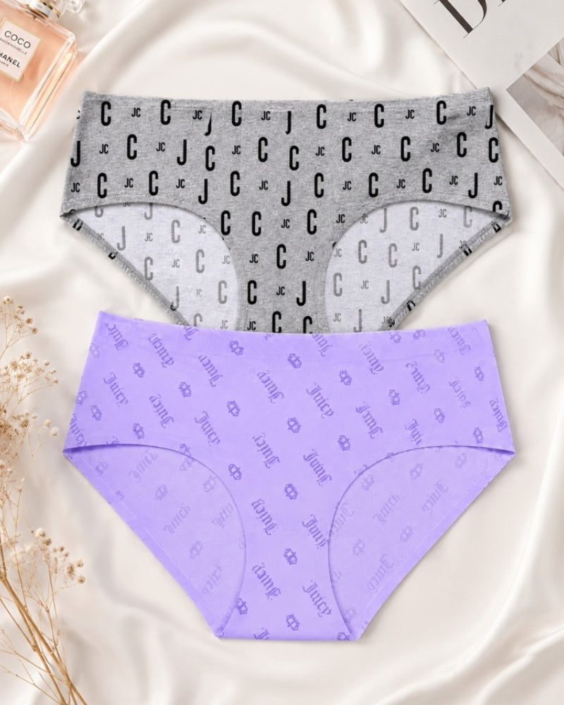Monogram Comfort Seamless Panty Duo (Grey & Lilac)