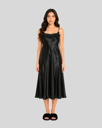 Noir Satin Side Cut Inner Robe Set