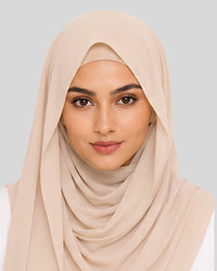 Ivory Beige Modest Chiffon Hijab with Built-in Magnets