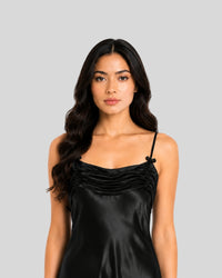 Noir Satin Side Cut Inner Robe Set