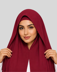 Maroon Modest Chiffon Hijab with Built-in Magnets