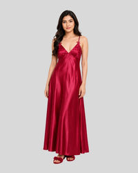 Ruby Satin Side Cut Robe Set