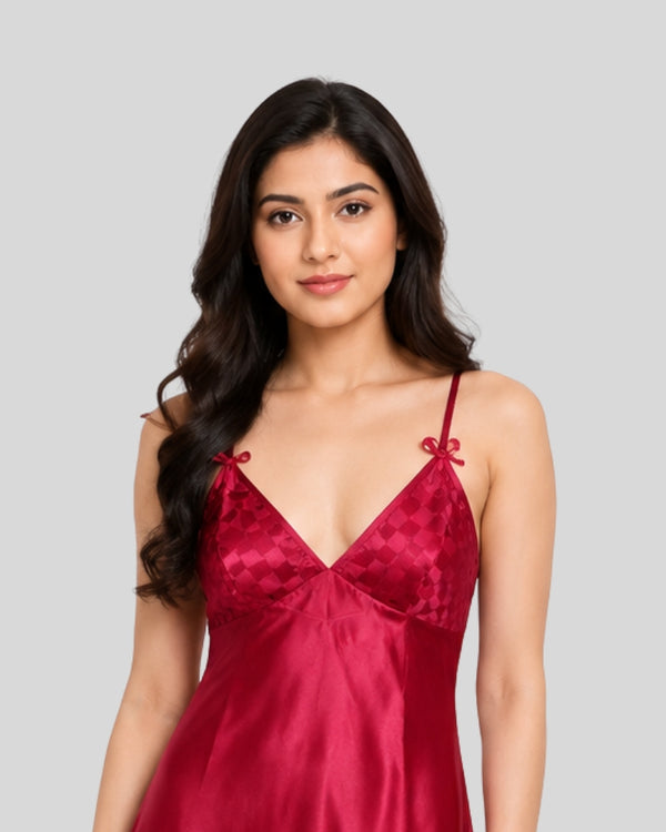 Ruby Satin Side Cut Robe Set