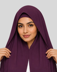 Royal Maroon Modest Chiffon Hijab with Built-in Magnets