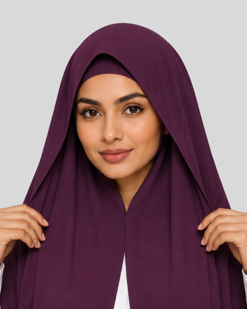 Royal Maroon Modest Chiffon Hijab with Built-in Magnets