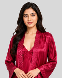 Ruby Satin Side Cut Robe Set