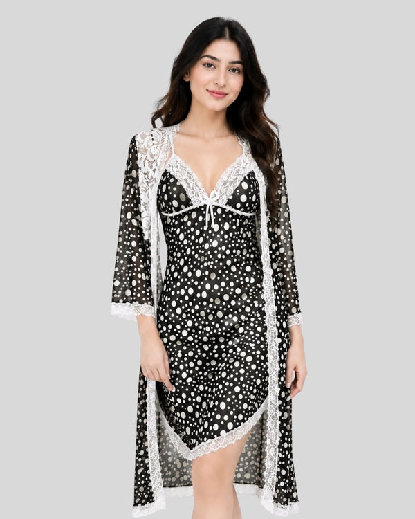 Black Noir Polka Layered Dress