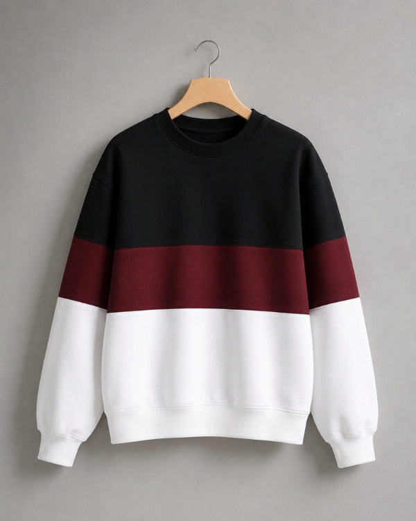Maroon Black and White block Sweatshirt