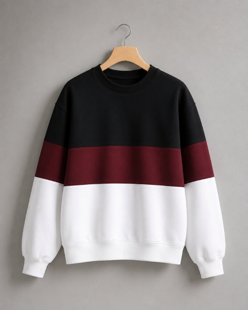 Maroon Black and White block Sweatshirt