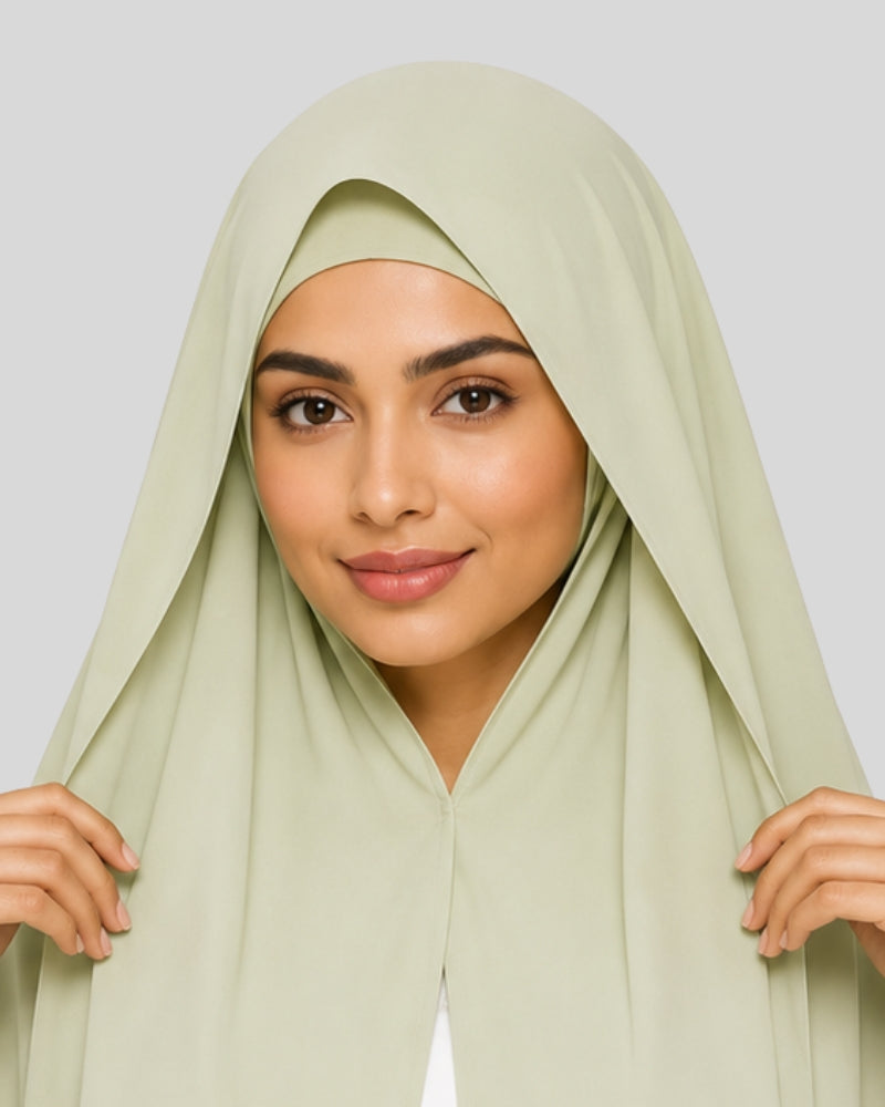 Sage Serenity Modest Chiffon Hijab with Built-in Magnets