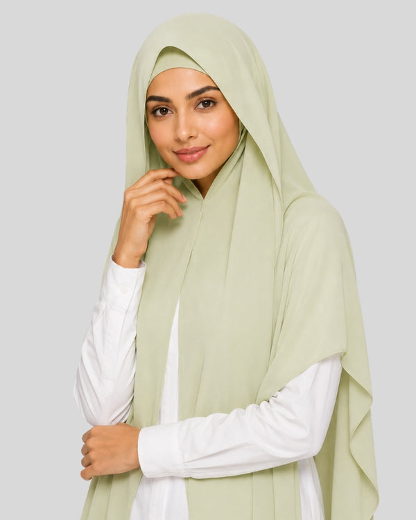 Sage Serenity Modest Chiffon Hijab with Built-in Magnets