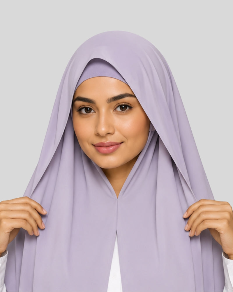 Lavender Mist Modest Chiffon Hijab with Built-in Magnets