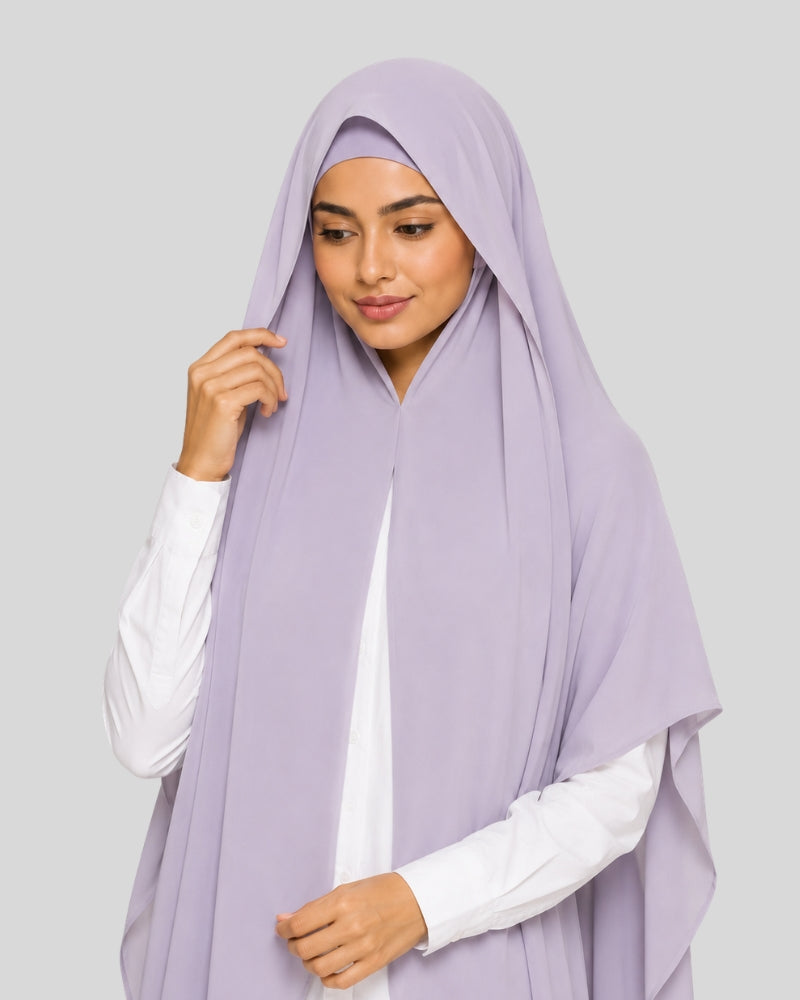Lavender Mist Modest Chiffon Hijab with Built-in Magnets