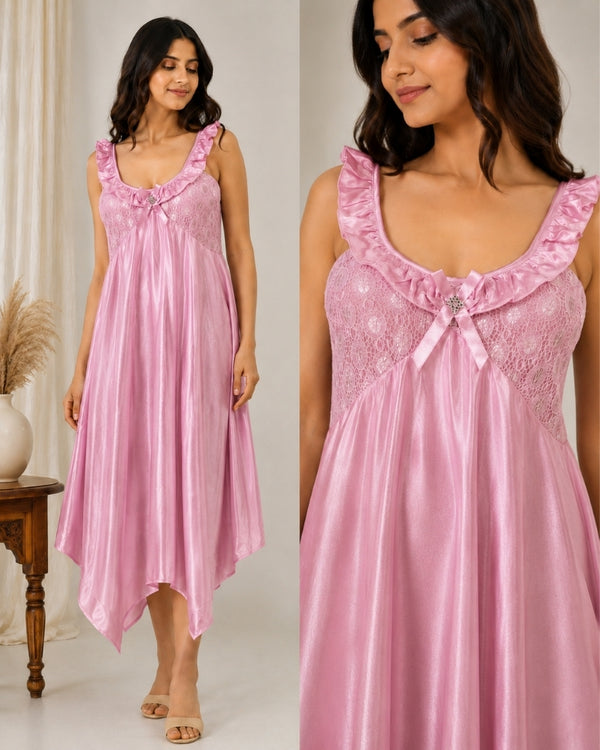 Blush Rose Lace Satin Nightdress