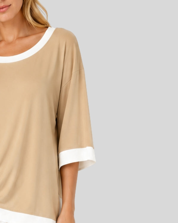 Skin White Round Contrast Lounge PJ Set