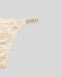 Cream Ivory Floral Lace Thong Panty