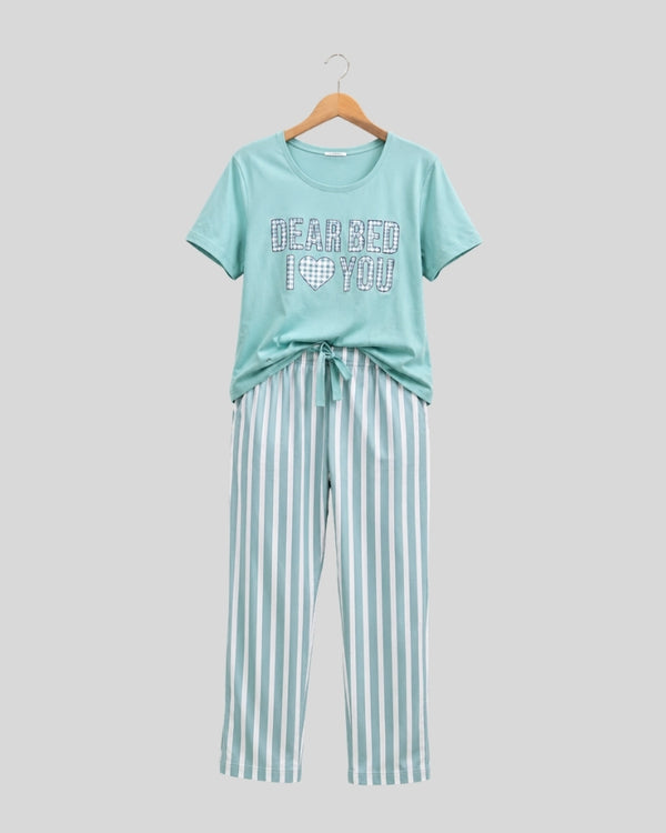 Mint Serenity Printed PJ Set ( Dear Bed )