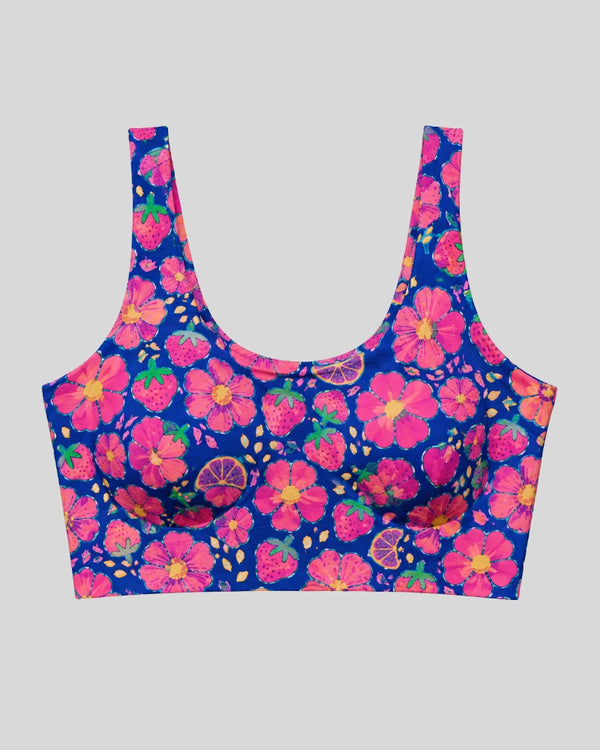 Strawberry Bloom Print Sports Bra