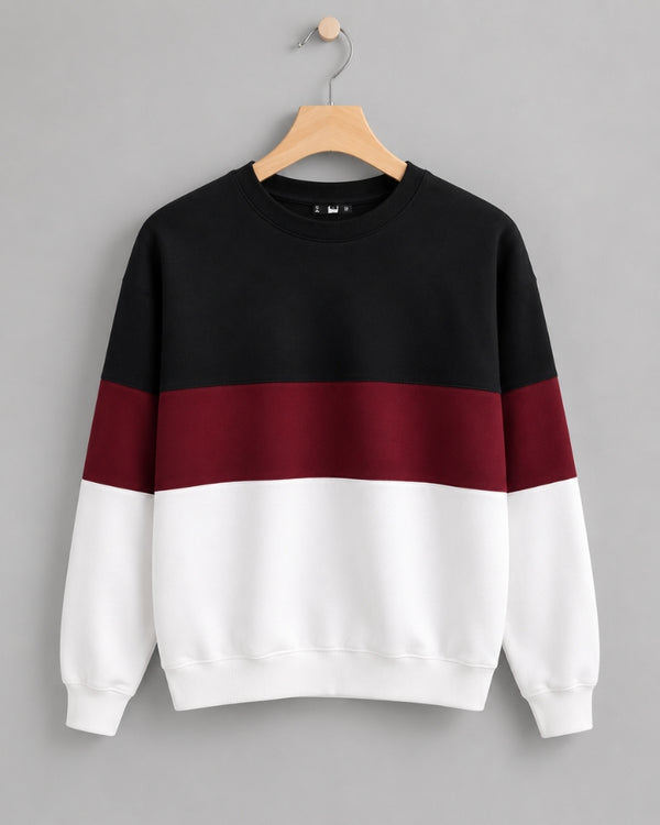 Maroon Black and White block Sweatshirt