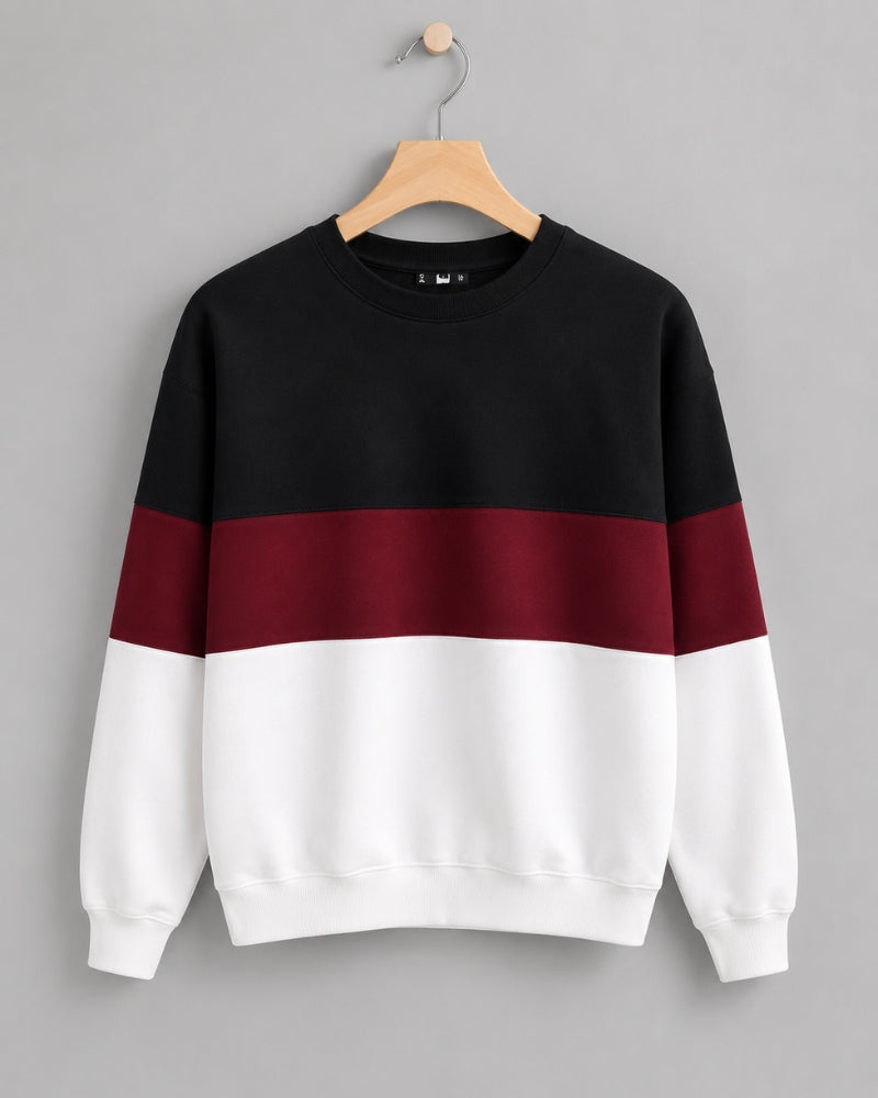 Maroon Black and White block Sweatshirt