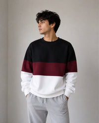 Maroon Black and White block Sweatshirt