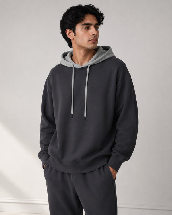 Charcoal Contrast Essential Hoodie