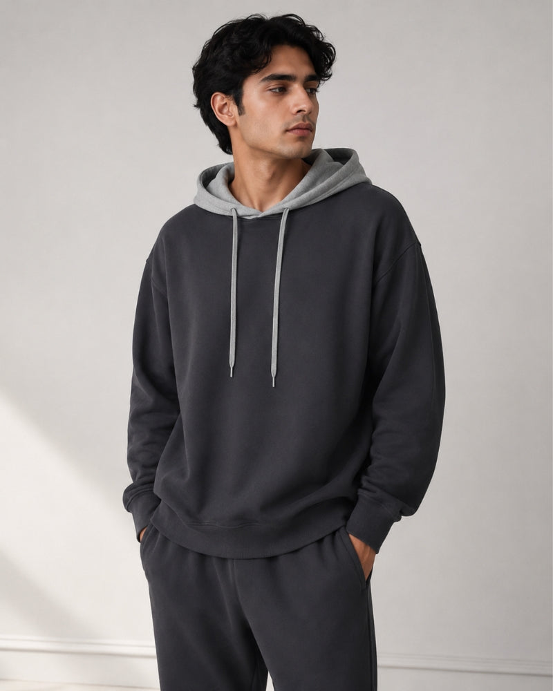 Charcoal Contrast Essential Hoodie