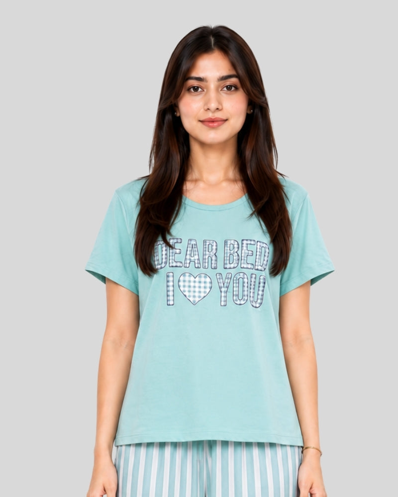 Mint Serenity Printed PJ Set ( Dear Bed )