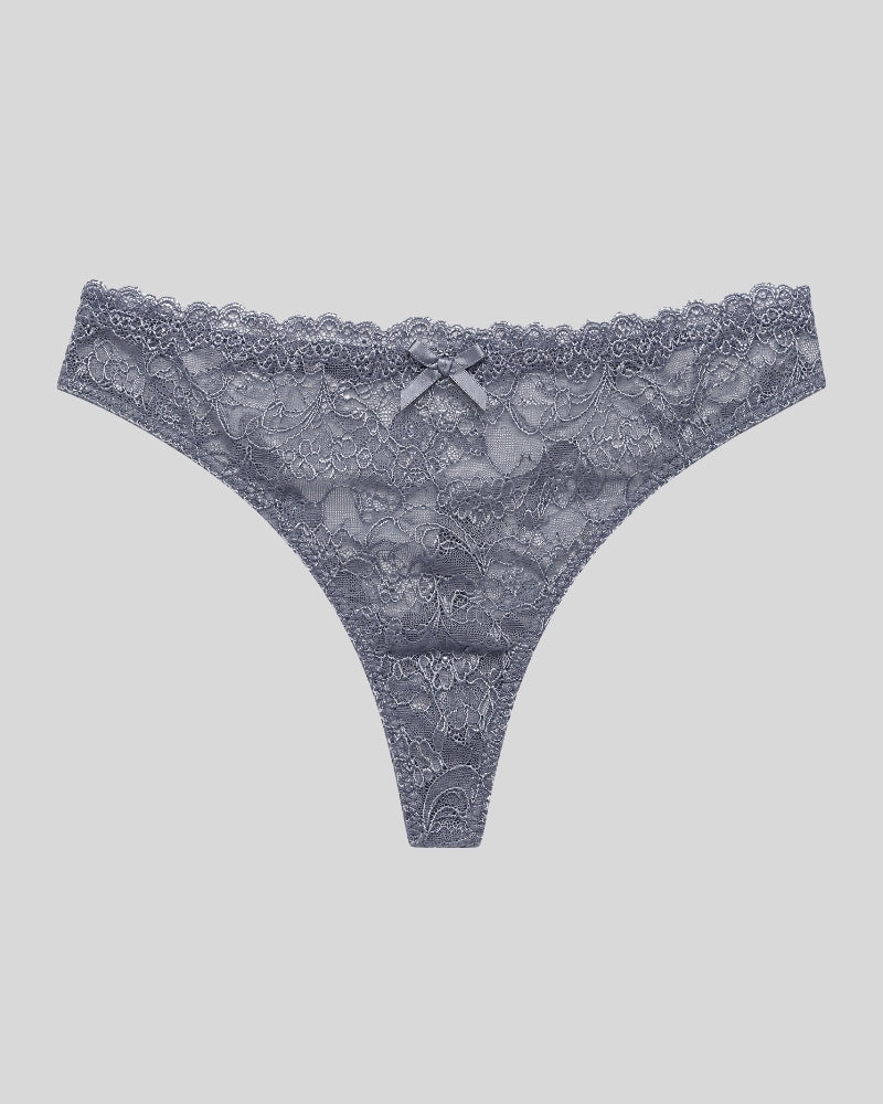 Smoky Lavender Lace Thong