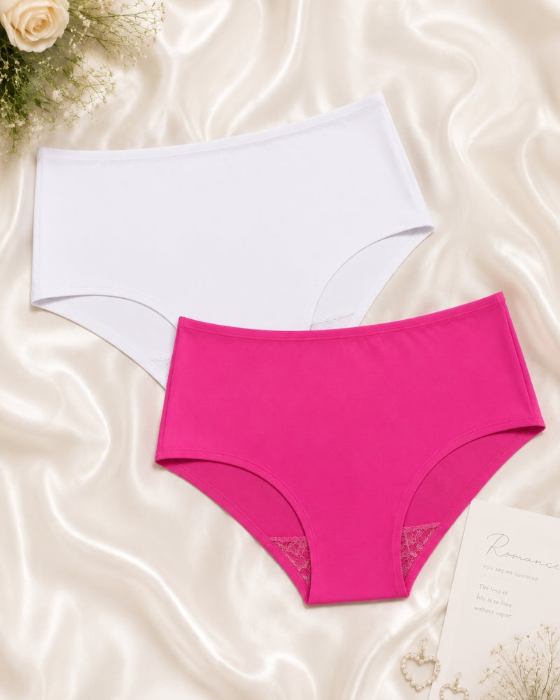 Soft Cotton Everyday Brief Duo (White & Hot Pink)