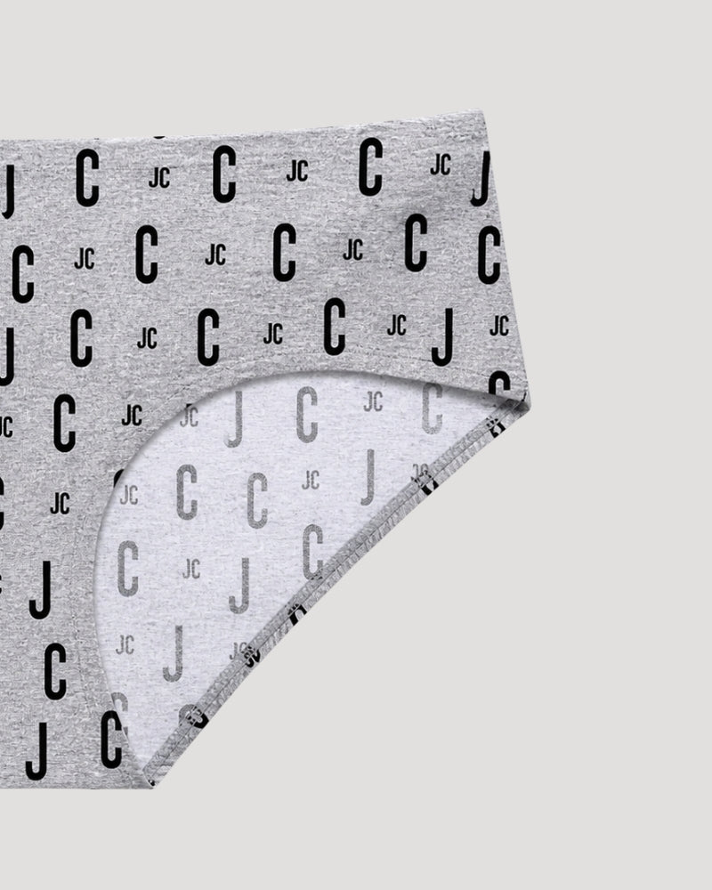 Grey Monogram Print Bikini Panty