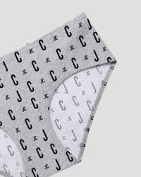 Grey Monogram Print Bikini Panty