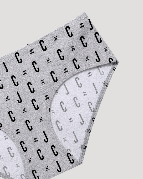 Grey Monogram Print Bikini Panty