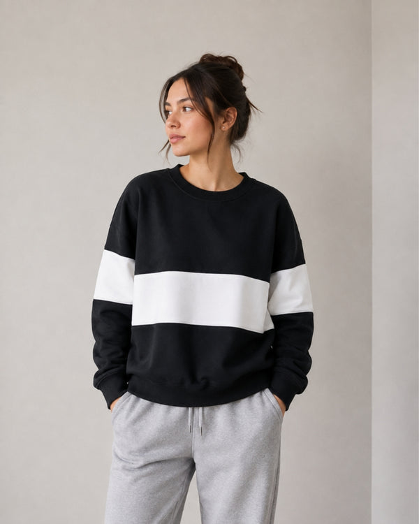 Zebra Black and White Block Sweatshirt