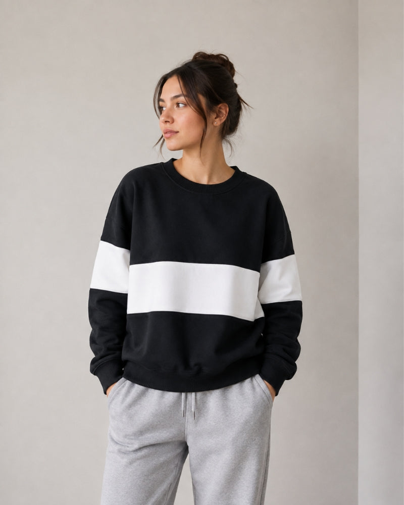 Zebra Black and White Block Sweatshirt