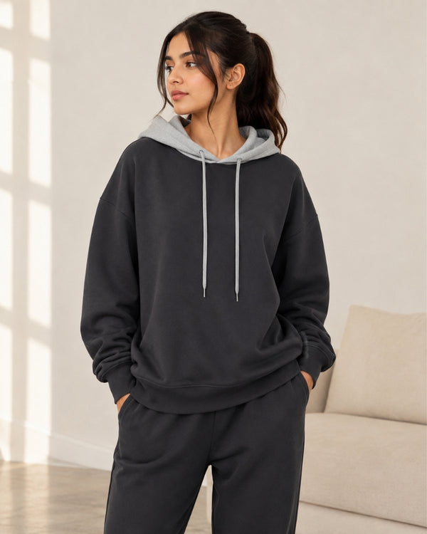 Graphite Élan Contrast Hoodie