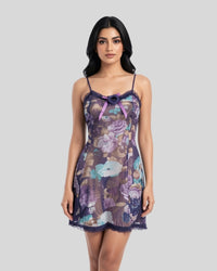Lavender Bloom Chiffon Mini Dress