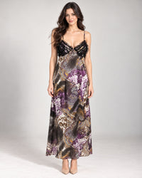 Royal Plum Paisley Satin Maxi Nightdress