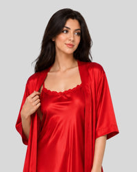 Scarlet Luxe Silk 2-Piece Nightwear Set
