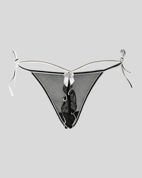 Ivory Blossom Tie-Side Thong