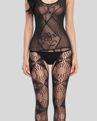 Noir Floral Bodystocking