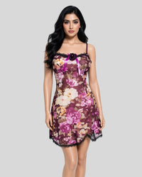 Rose Bloom Chiffon Mini Dress