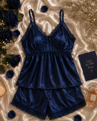 Midnight Navy Satin Camishort