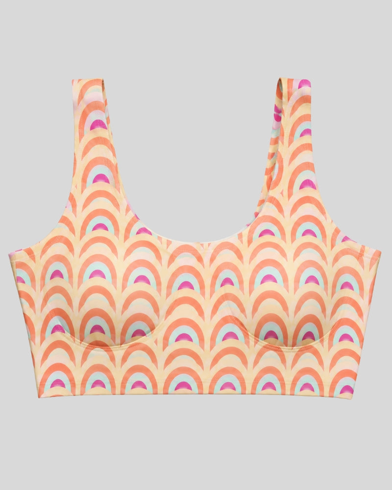 Retro Rainbow Print Sports Bra