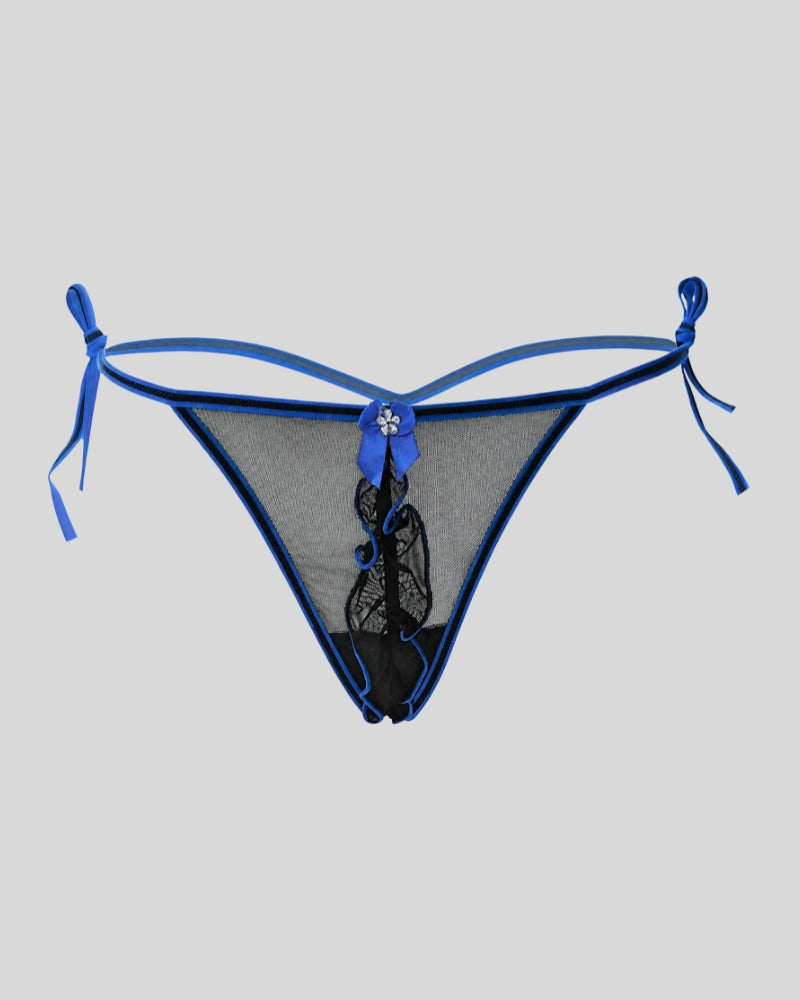 Sapphire Bloom Tie-Side Thong