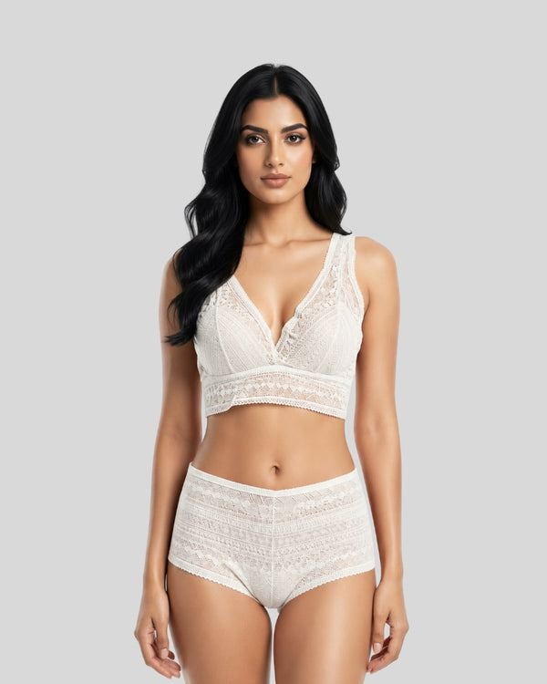 Ivory Lace Bralette Set